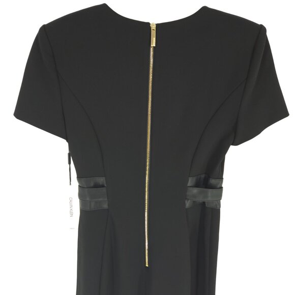 Calvin Klein Crepe Short Sheath Dress Faux Leather Belt Professional Workwear 2 - Picture 6 of 16